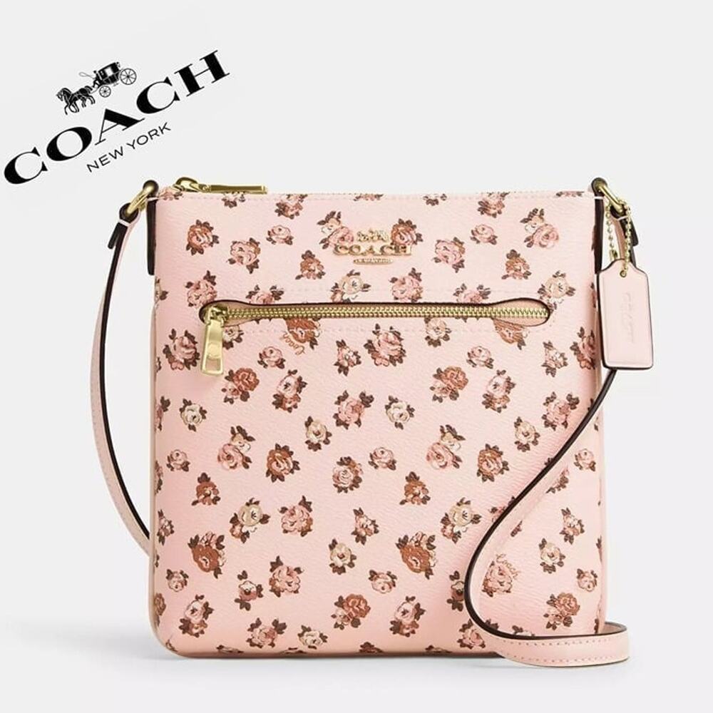 🌸Coach Mini Rowan File Bag With Rose Print